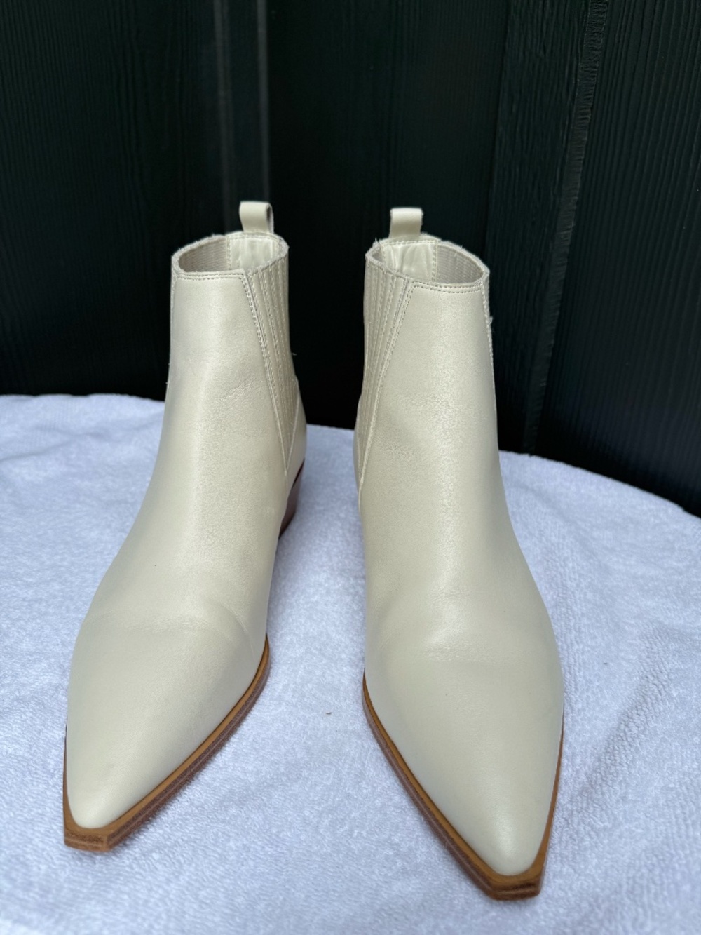 Mark Fisher cream colored boots